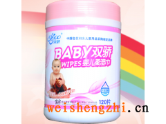黑龍江哈爾濱雙驕120片桶嬰兒柔濕巾（粉）