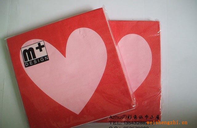 西餐廳紙巾，咖啡廳紙巾，婚慶紙巾（大紅愛心）