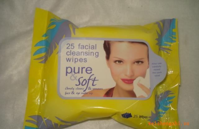 供應批發25片女士清潔濕巾，卸妝濕巾，水刺濕巾