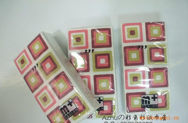 紙巾印刷圖案，彩色印花紙巾，彩色紙巾(紅色方塊)