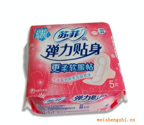 蘇菲衛(wèi)生巾批發(fā)，5片綿柔彈力貼身，日用纖巧5片