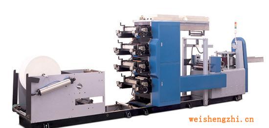 供應四色彩印壓花餐巾紙折疊機