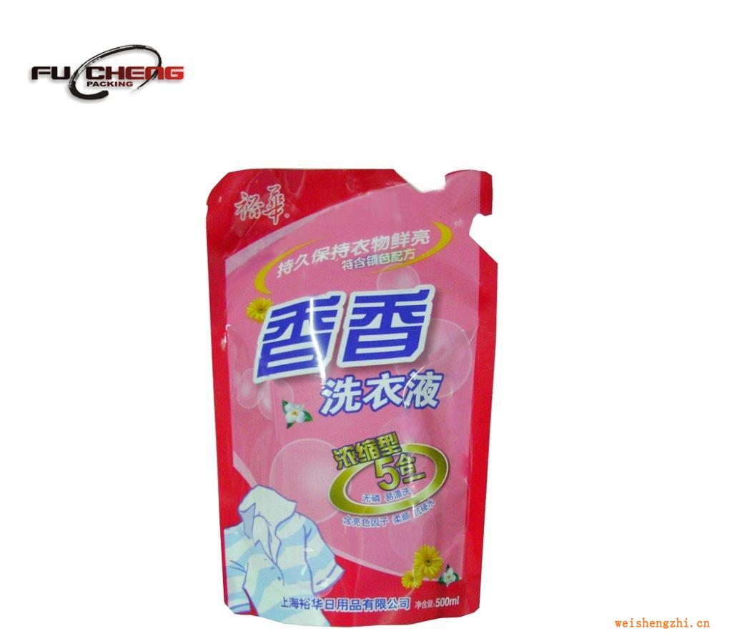 浙江供應(yīng)帶嘴自立洗衣液袋、洗衣粉袋，環(huán)保袋，彩色洗衣液袋