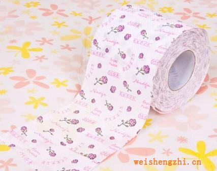 創意卷紙盛潔雅彩色印花衛生紙廁紙卷筒紙英文玫瑰