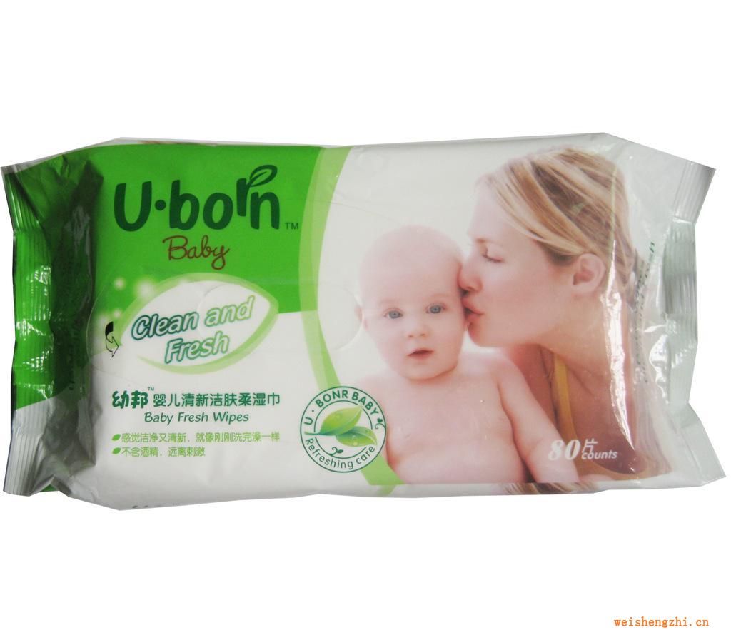 幼邦嬰兒清新潔膚柔濕巾批發80片裝高品質無紡布