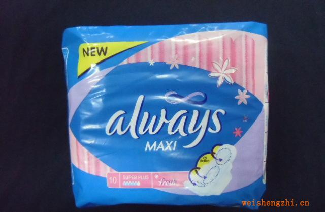供應印藍心10片獨立裝always英文衛生巾