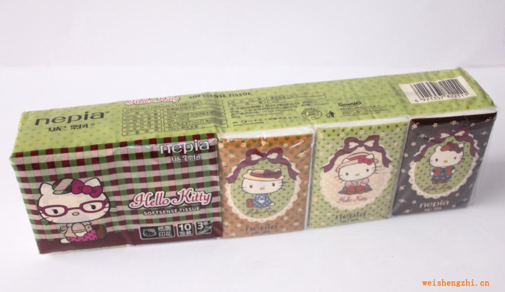 專業(yè)供應(yīng)妮飄手帕紙妮飄迷你手帕紙（凱蒂）10張3層10包