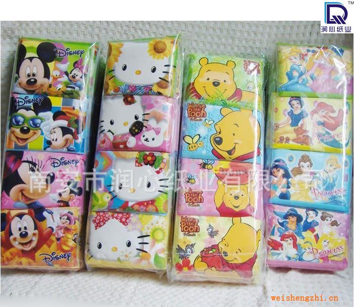 卡通圖案紙巾，荷包紙巾，廣告紙巾，出口韓國紙巾，生活必需品