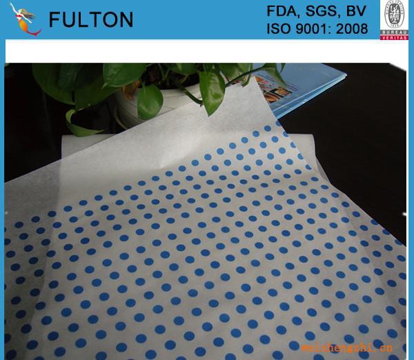 印刷藍色圓點格拉辛紙、玻璃紙