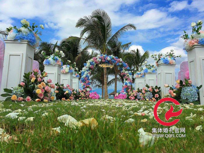 花開滿天，王子與公主即將步入三亞集體婚禮神秘殿堂（婚禮進行時）